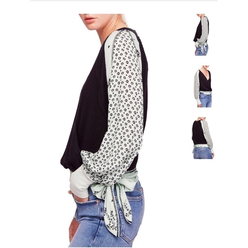 Free People Women'sAuxton Long SleeveThermal Wrap Top Ivory small - Picture 2 of 6